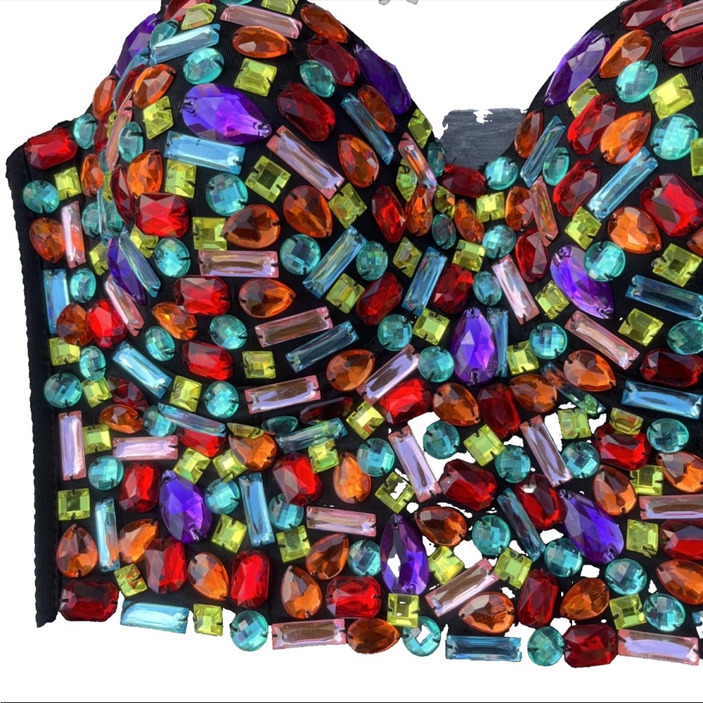 Jeweled Corset Bustier Party Clubwear Fun Size XL - Picture 2 of 6